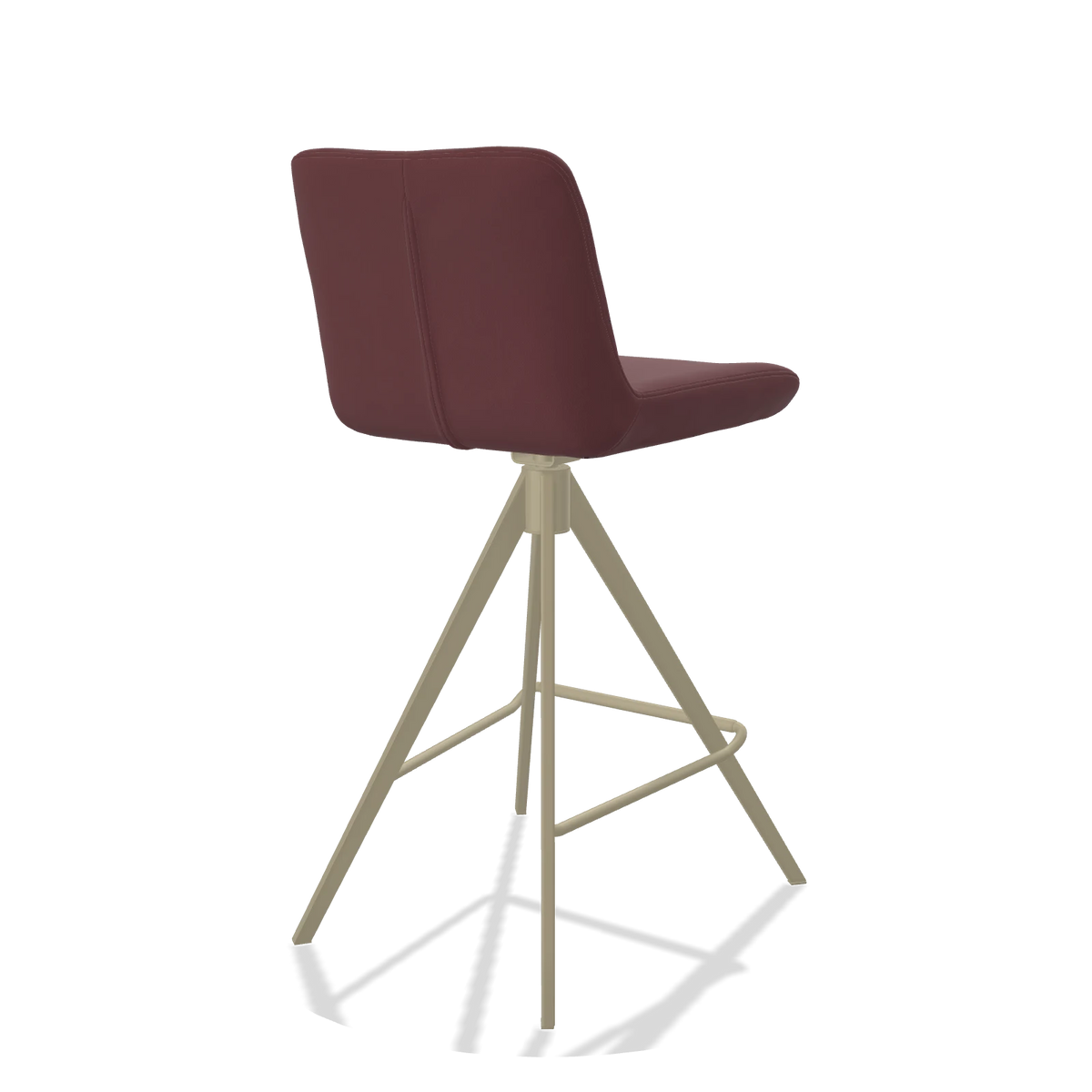 Barstoel Universal 6460 in Leder B554 (bruin), poten in champagne, schuin achteraanzicht