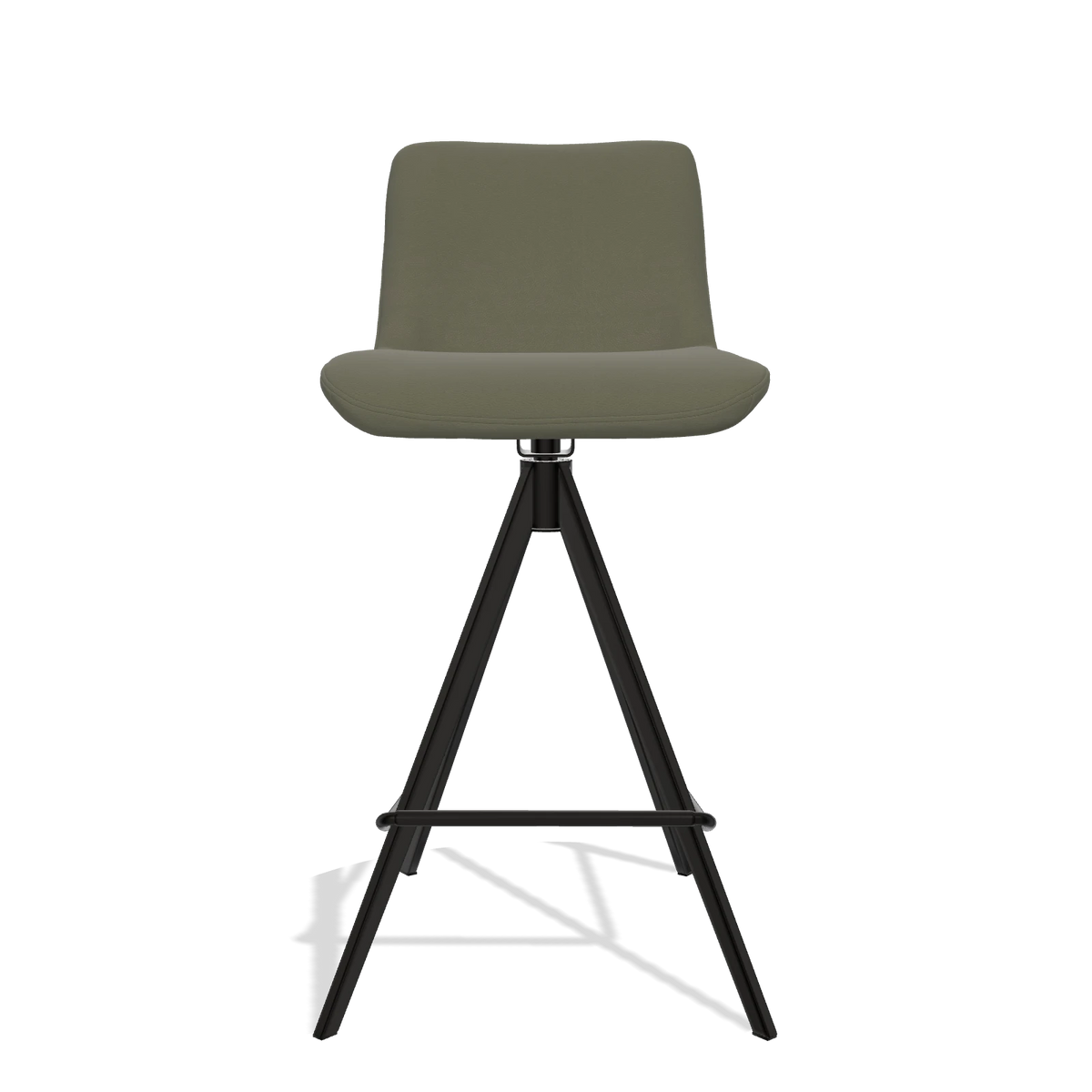 Sgabello da bar Universal 6460 in Pelle B572 (oliva), gambe in nero, vista frontale