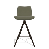 Sgabello da bar Universal 6460 in Pelle B572 (oliva), gambe in espresso, vista frontale