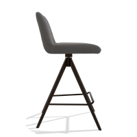 Sgabello da bar Universal 6460 in Pelle B584 (grigio scuro), gambe in espresso, vista laterale