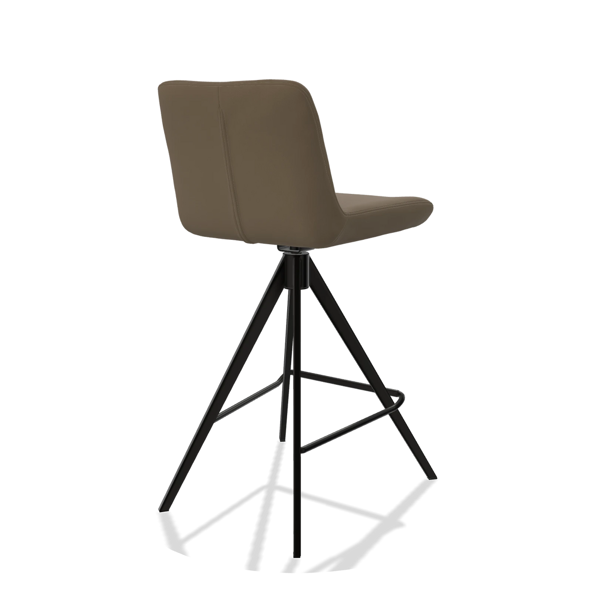 Sgabello da bar Universal 6460 in Pelle B901 (oliva), gambe in nero, vista posteriore angolata