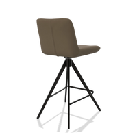 Sgabello da bar Universal 6460 in Pelle B901 (oliva), gambe in nero, vista posteriore angolata