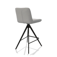 Barhocker Universal 6460 in Leder B904 (Hellgrau), Beine in Schwarz, Schrägansicht von hinten