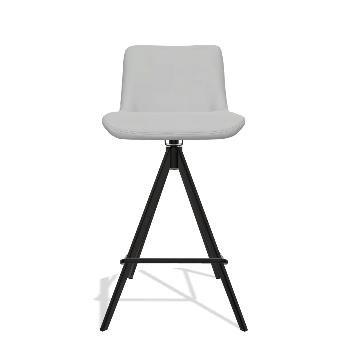 Barhocker Universal 6460 in Leder B904 (Hellgrau), Beine in Schwarz, Vorderansicht
