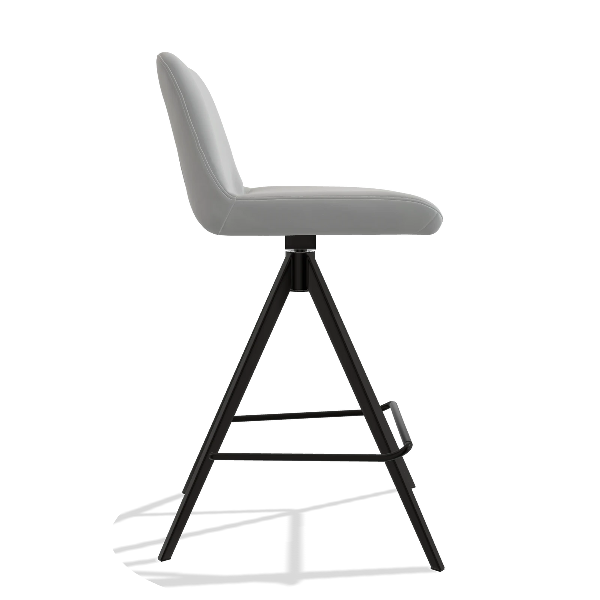 Barhocker Universal 6460 in Leder B904 (Hellgrau), Beine in Schwarz, Seitenansicht