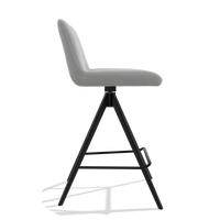 Barhocker Universal 6460 in Leder B904 (Hellgrau), Beine in Schwarz, Seitenansicht