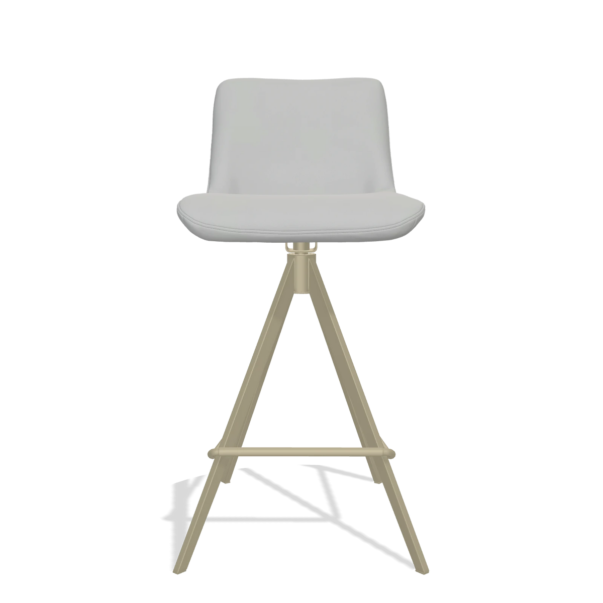 Barhocker Universal 6460 in Leder B904 (Hellgrau), Beine in Champagner, Vorderansicht