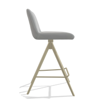 Barhocker Universal 6460 in Leder B904 (Hellgrau), Beine in Champagner, Seitenansicht