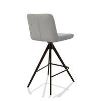 Barhocker Universal 6460 in Leder B904 (Hellgrau), Beine in Espresso, Schrägansicht von hinten