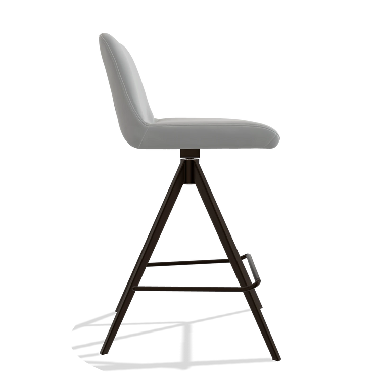 Barhocker Universal 6460 in Leder B904 (Hellgrau), Beine in Espresso, Seitenansicht