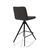 Sgabello da bar Universal 6460 in Pelle B905 (antracite), gambe in nero, vista posteriore angolata
