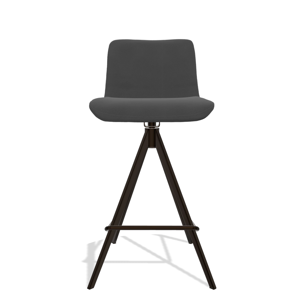 Sgabello da bar Universal 6460 in Pelle B905 (antracite), gambe in espresso, vista frontale