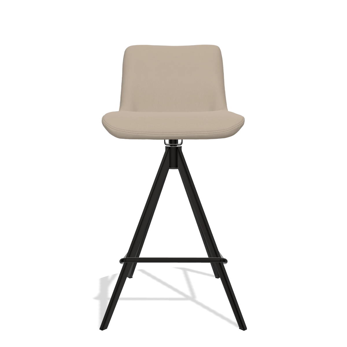 Sgabello da bar Universal 6460 in Pelle B911 (sabbia), gambe in nero, vista frontale