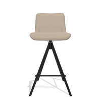 Sgabello da bar Universal 6460 in Pelle B911 (sabbia), gambe in nero, vista frontale