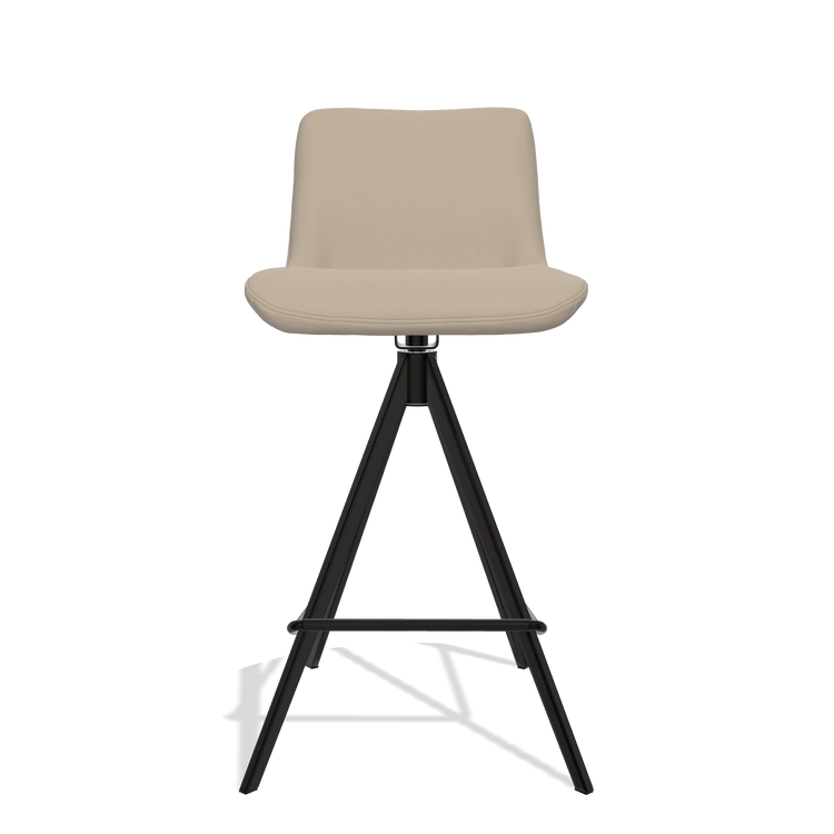 Sgabello da bar Universal 6460 in Pelle B911 (sabbia), gambe in nero, vista frontale