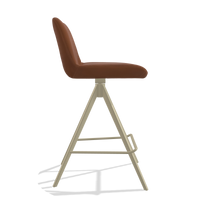 Sgabello da bar Universal 6460 in Pelle B912 (ruggine), gambe in champagne, vista laterale