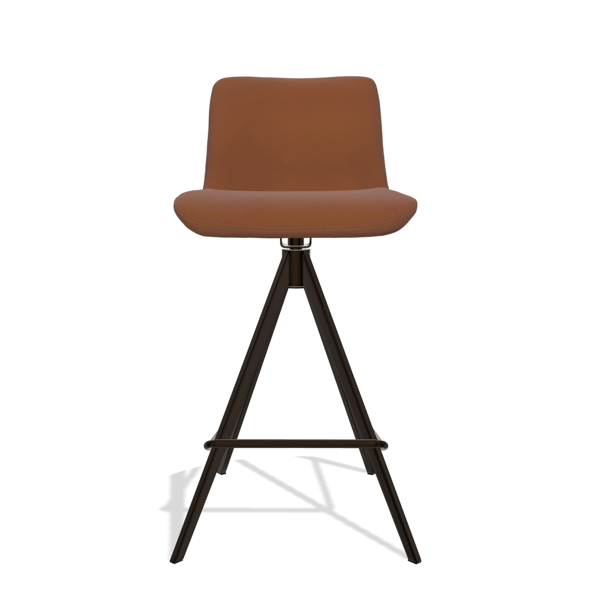 Sgabello da bar Universal 6460 in Pelle B912 (ruggine), gambe in espresso, vista frontale