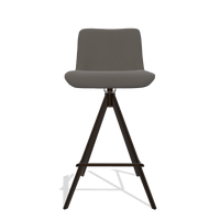 Sgabello da bar Universal 6460 in Pelle B918 (grigio scuro), gambe in espresso, vista frontale