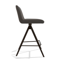 Sgabello da bar Universal 6460 in Pelle B918 (grigio scuro), gambe in espresso, vista laterale
