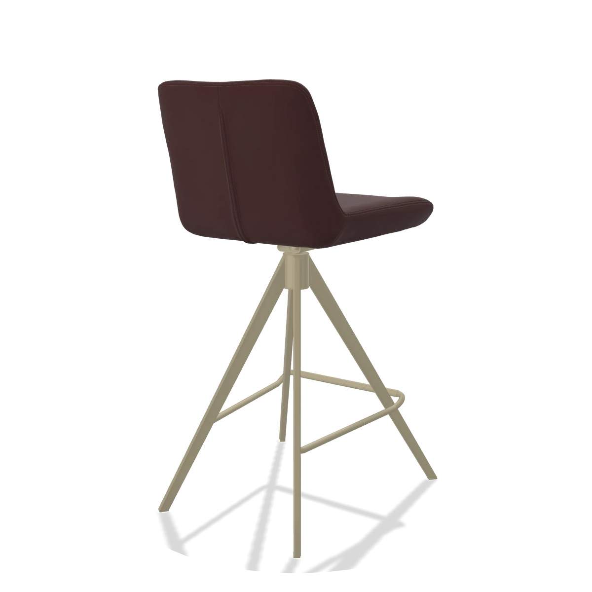 Barstoel Universal 6460 in Leder B938 (chocoladebruin), poten in champagne, schuin achteraanzicht