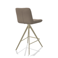 Sgabello da bar Universal 6460 in Pelle B942 (greige), gambe in champagne, vista posteriore angolata