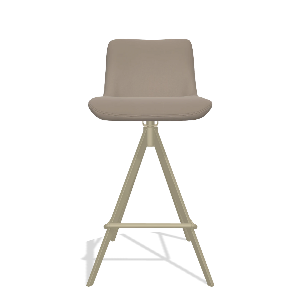 Sgabello da bar Universal 6460 in Pelle B942 (greige), gambe in champagne, vista frontale
