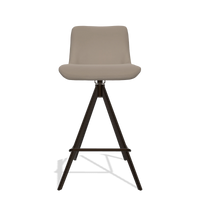 Sgabello da bar Universal 6460 in Pelle B942 (greige), gambe in espresso, vista frontale