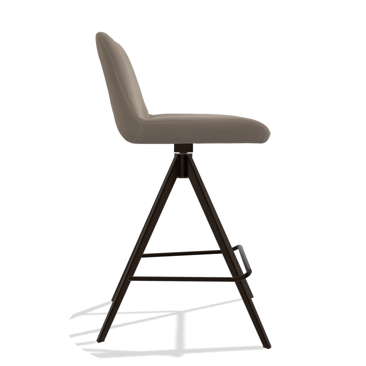 Sgabello da bar Universal 6460 in Pelle B942 (greige), gambe in espresso, vista laterale