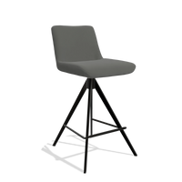 Barstoel Universal 6460 in Leder B945 (donkergrijs), poten in zwart, schuin vooraanzicht