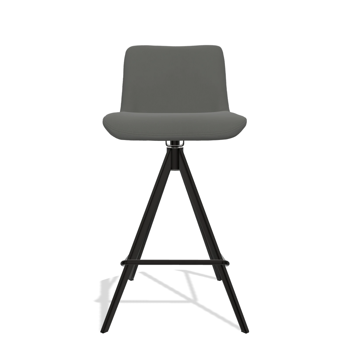 Barstoel Universal 6460 in Leder B945 (donkergrijs), poten in zwart, vooraanzicht