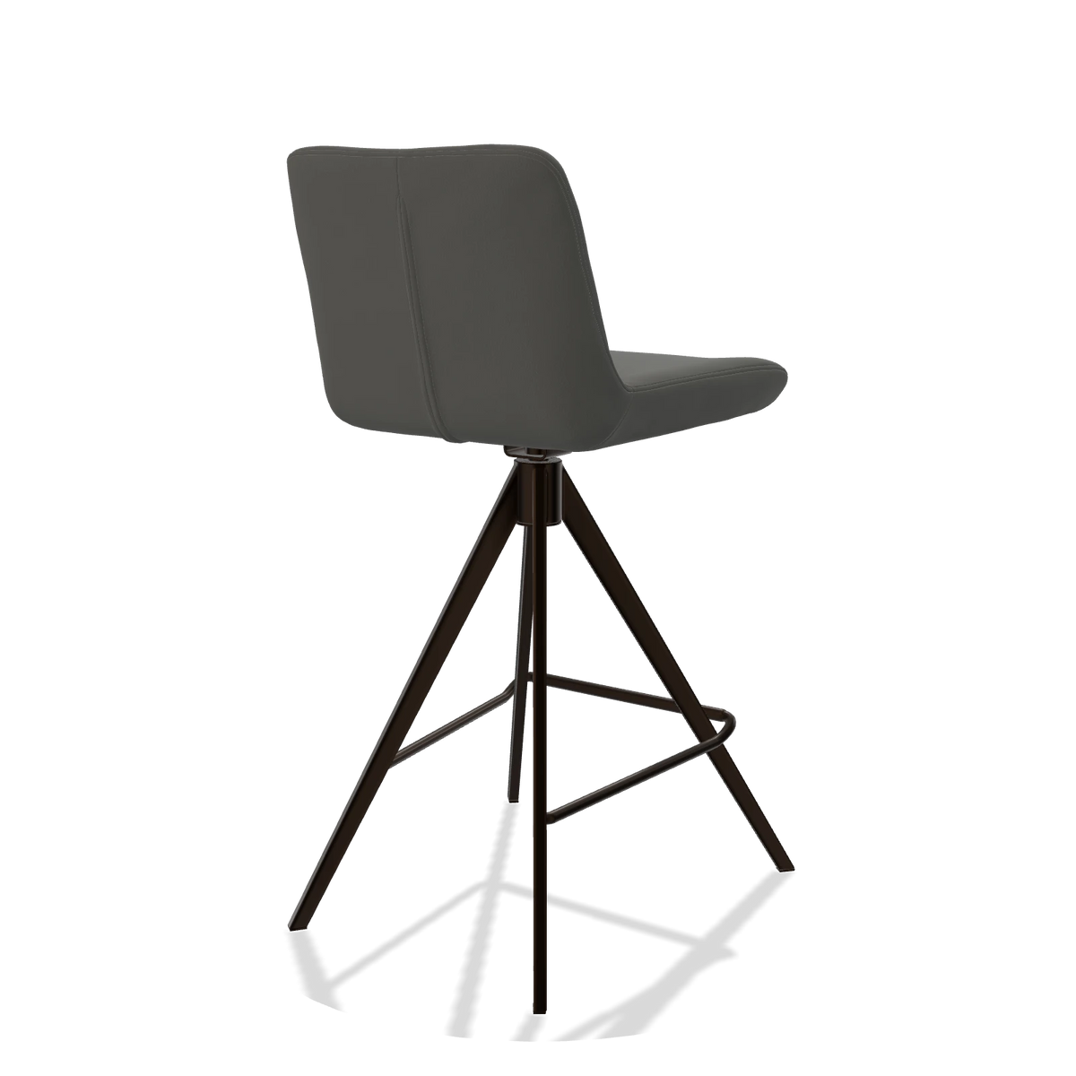 Barstoel Universal 6460 in Leder B945 (donkergrijs), poten in espresso, schuin achteraanzicht