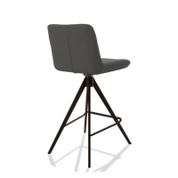 Barstoel Universal 6460 in Leder B945 (donkergrijs), poten in espresso, schuin achteraanzicht