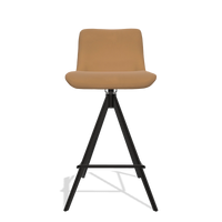 Taburete de bar Universal 6460 en Piel B947 (caramelo), patas en negro, vista frontal