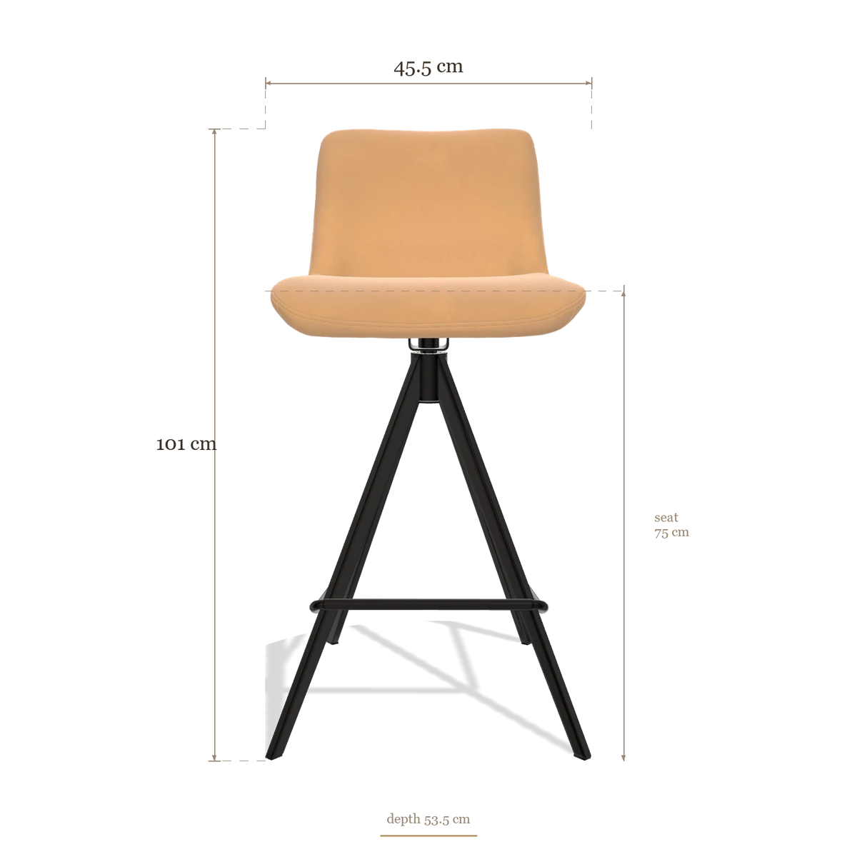 Taburete de bar Universal 6460, medidas 45.5 x 53.5 x 101 cm