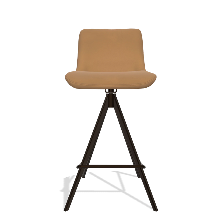 Taburete de bar Universal 6460 en Piel B947 (caramelo), patas en espresso, vista frontal