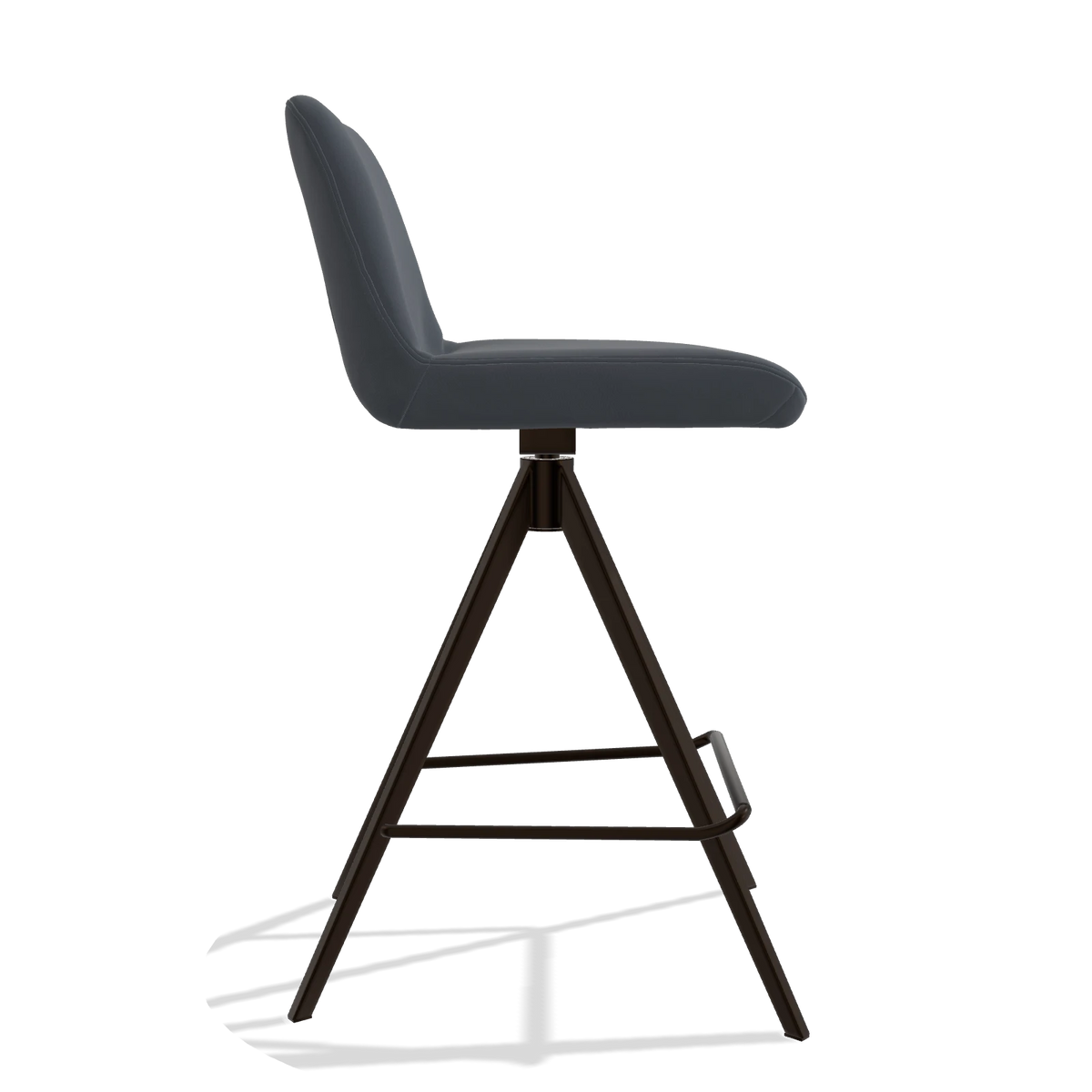 Sgabello da bar Universal 6460 in Pelle B961 (grigio scuro), gambe in espresso, vista laterale