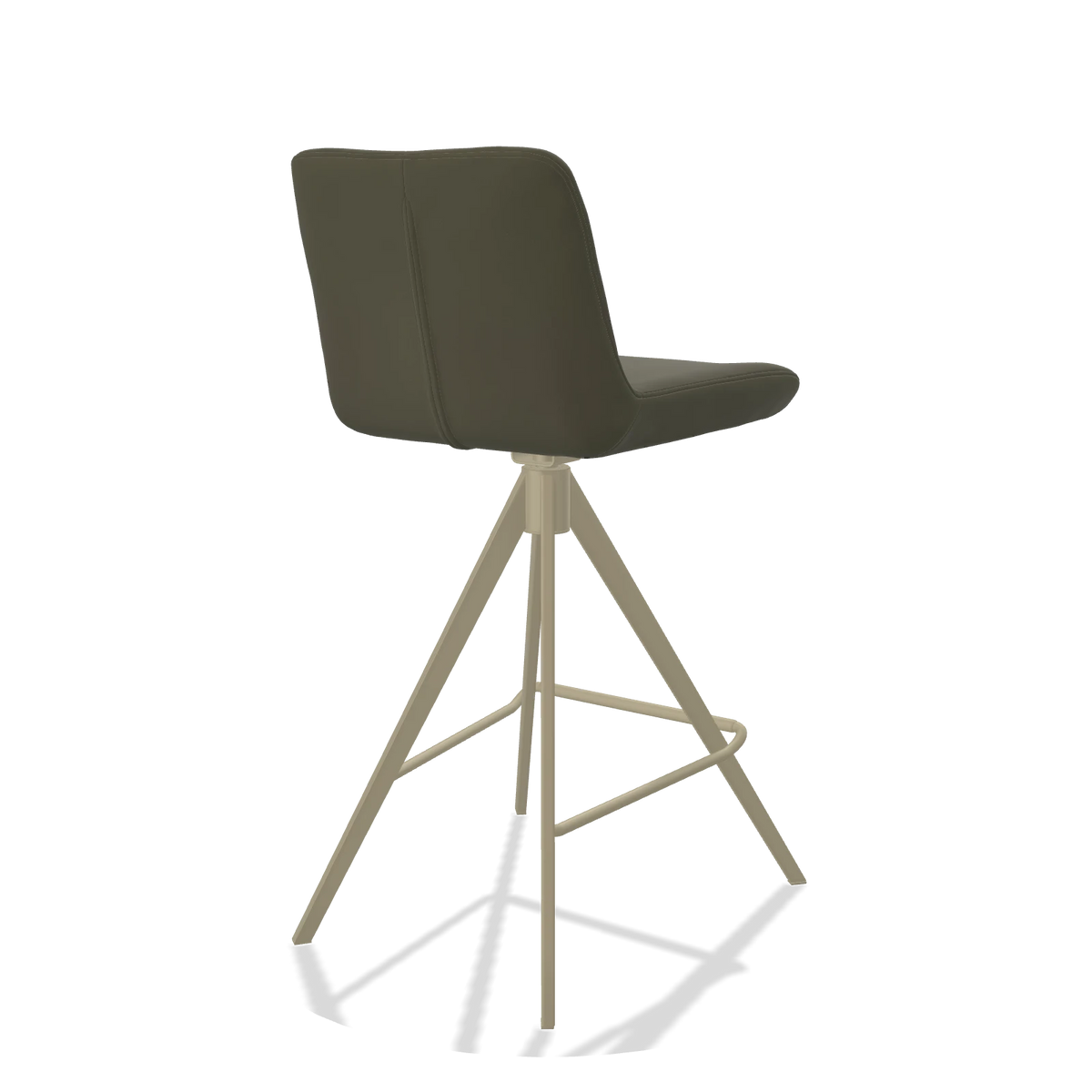 Barstoel Universal 6460 in Leder B962 (donkergrijs), poten in champagne, schuin achteraanzicht