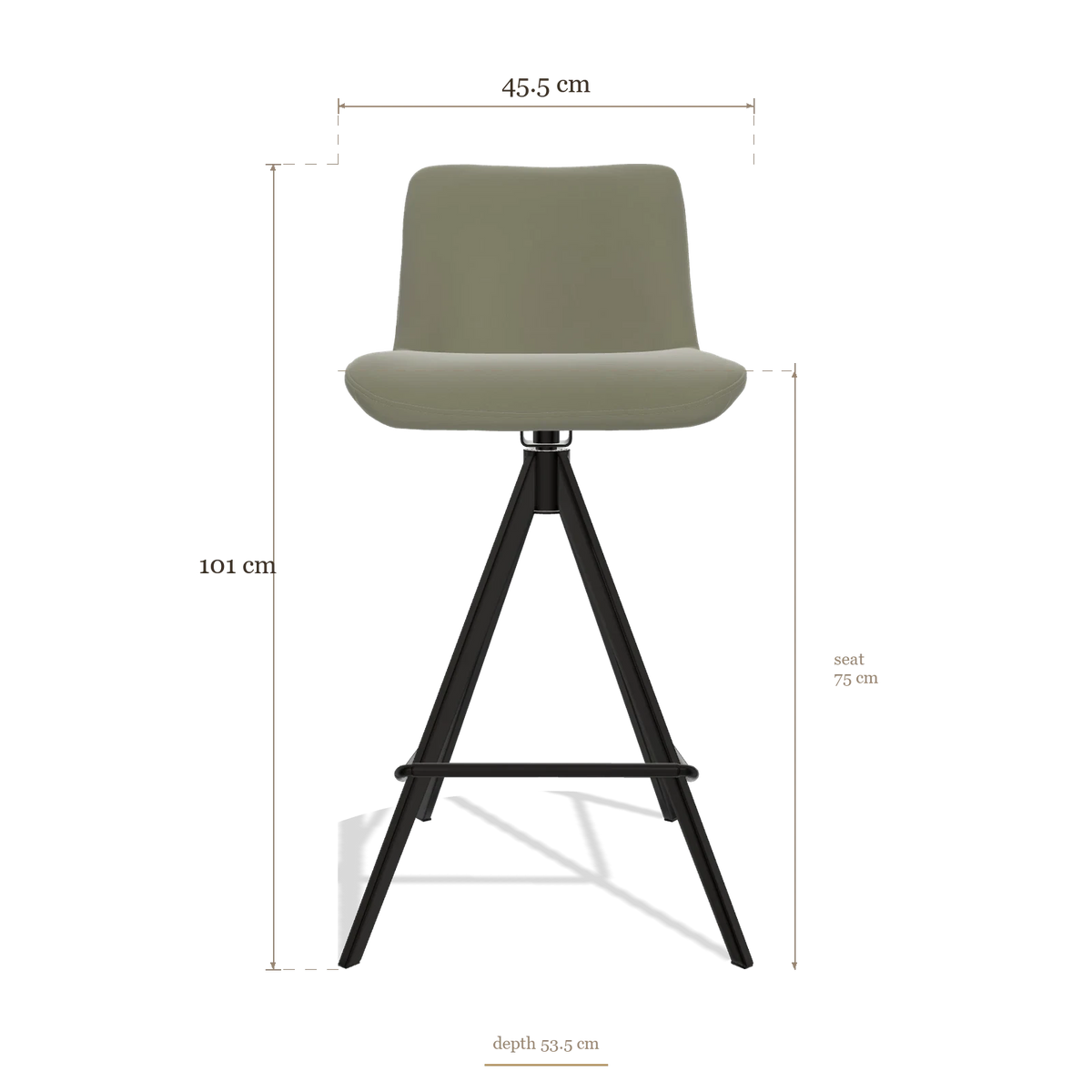 Barstoel Universal 6460, afmetingen 45.5 x 53.5 x 101 cm