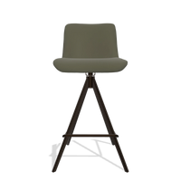 Barstoel Universal 6460 in Leder B962 (donkergrijs), poten in espresso, vooraanzicht