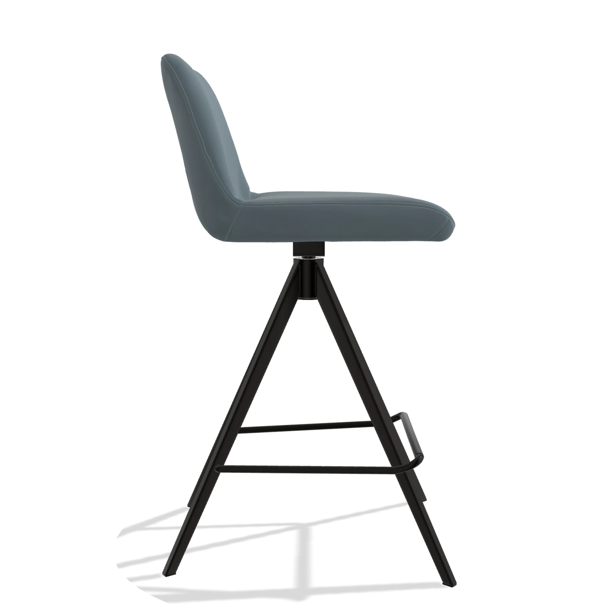 Barstoel Universal 6460 in Leder B963 (grijs), poten in zwart, zijaanzicht