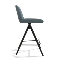 Barstoel Universal 6460 in Leder B963 (grijs), poten in zwart, zijaanzicht