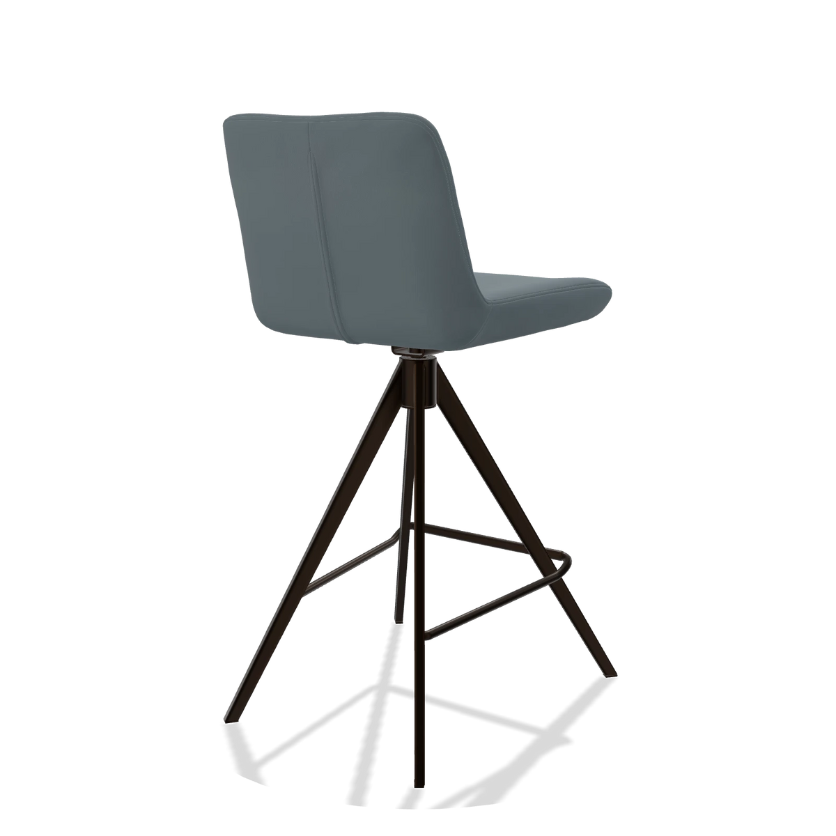 Barstoel Universal 6460 in Leder B963 (grijs), poten in espresso, schuin achteraanzicht