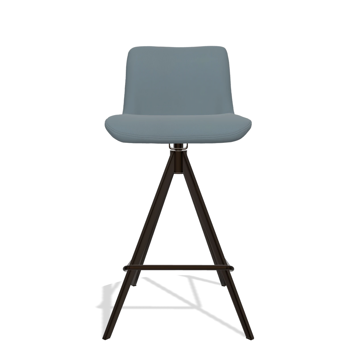 Barstoel Universal 6460 in Leder B963 (grijs), poten in espresso, vooraanzicht
