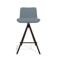 Barstoel Universal 6460 in Leder B963 (grijs), poten in espresso, vooraanzicht