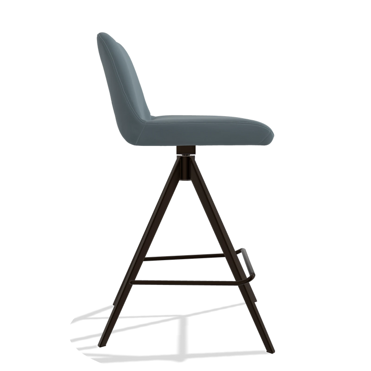 Barstoel Universal 6460 in Leder B963 (grijs), poten in espresso, zijaanzicht