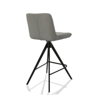 Barstoel Universal 6460 in Leder B967 (greige), poten in zwart, schuin achteraanzicht