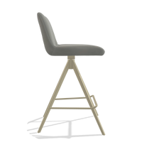 Barstoel Universal 6460 in Leder B967 (greige), poten in champagne, zijaanzicht