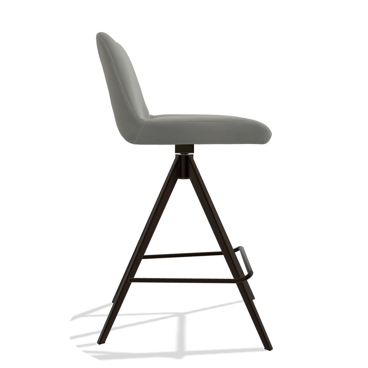 Barstoel Universal 6460 in Leder B967 (greige), poten in espresso, zijaanzicht