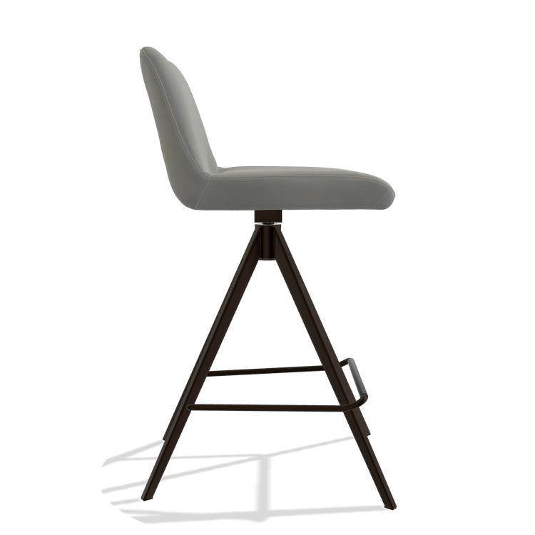 Barstoel Universal 6460 in Leder B967 (greige), poten in espresso, zijaanzicht