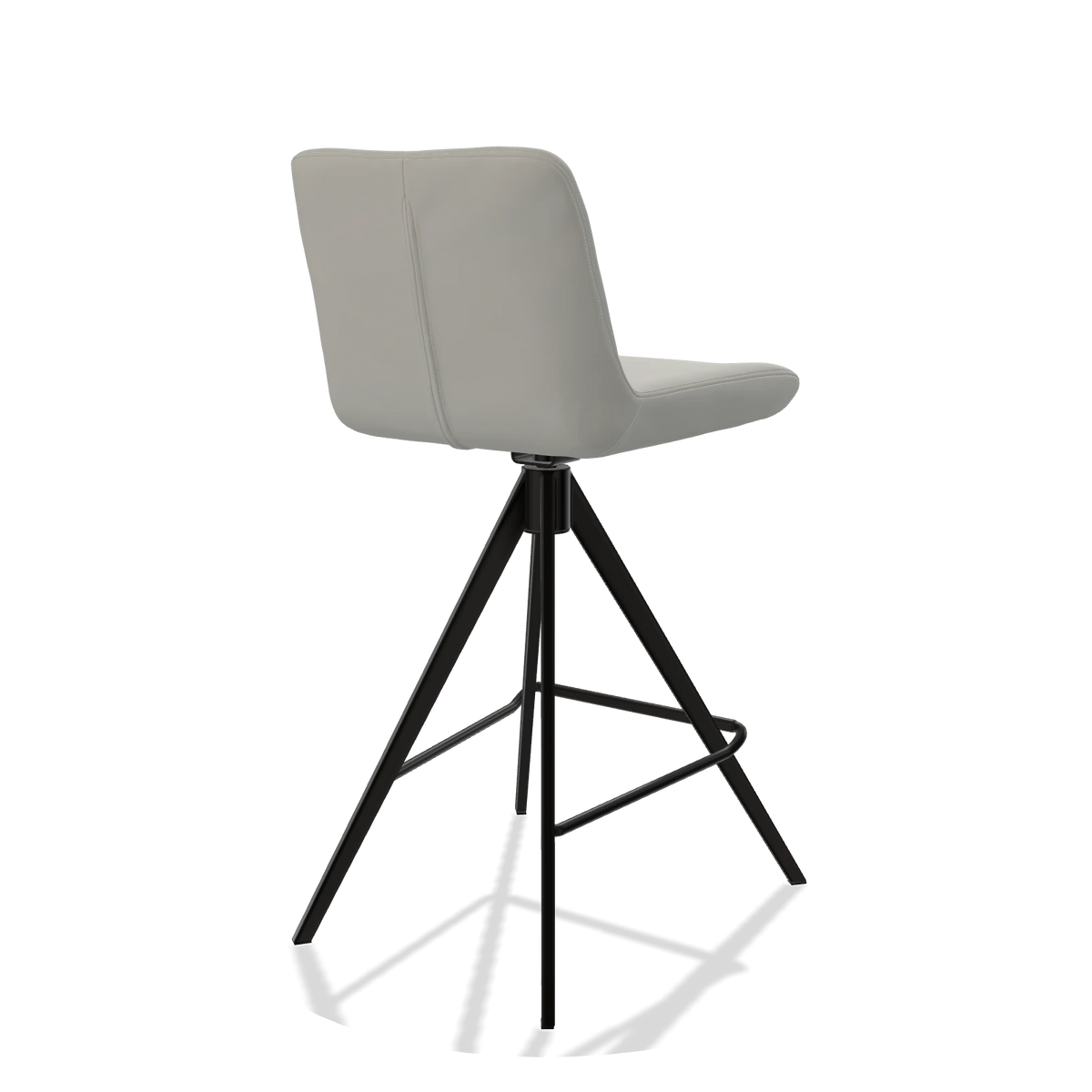 Barstoel Universal 6460 in Leder B970 (lichtgrijs), poten in zwart, schuin achteraanzicht